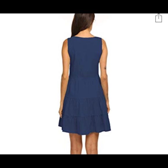 Summer Sleeveless V-Neck Pleated Swing Dress - Picture 2 of 4